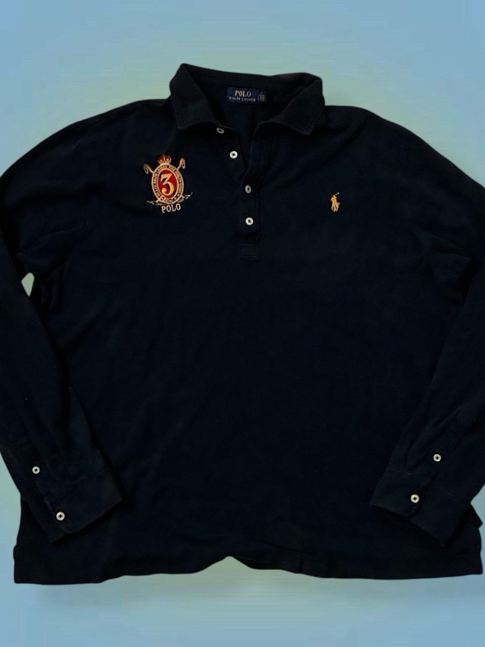 Polo by Ralph Lauren Men’s Navy Long-Sleeve Crest Rugby Polo